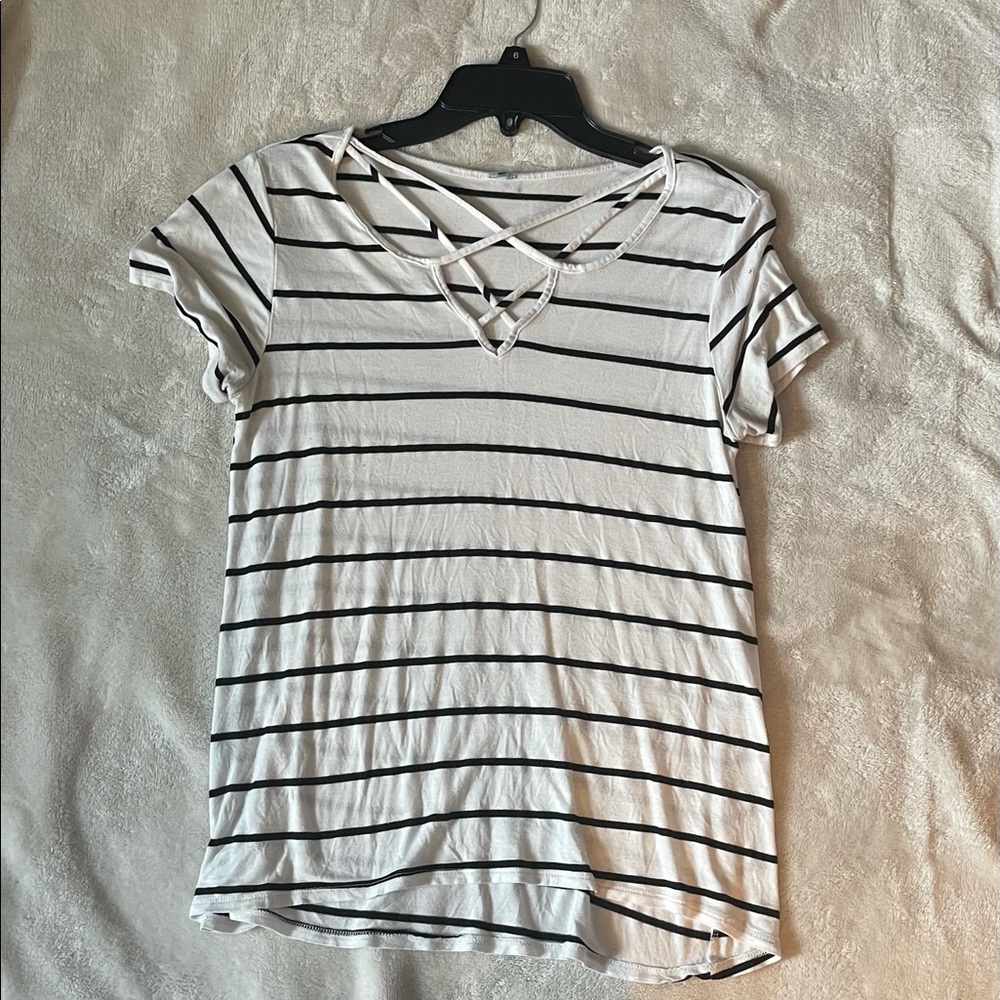 Striped shirt with v neck.